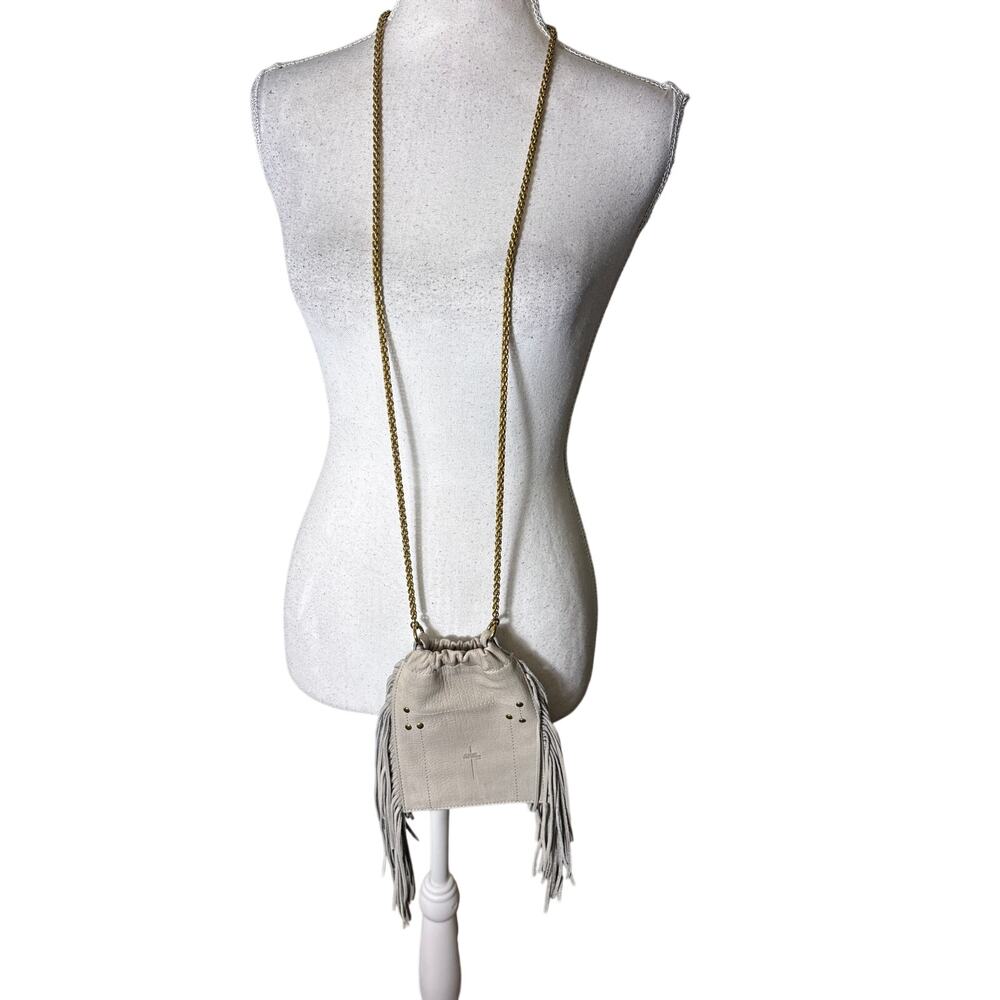 Jerome Dreyfuss Gray Fringed Crossbody Bag Sz 5"x7"